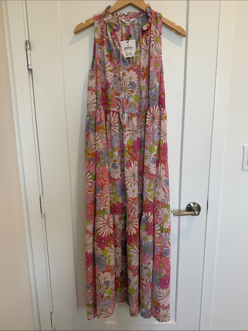BB Dakota Pink Floral Tiered Maxi Dress